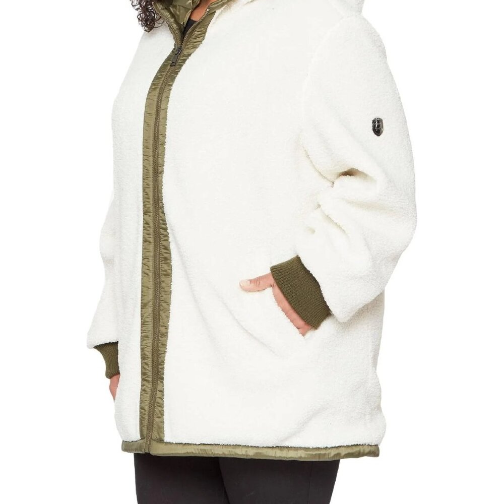 1 Madison Womens Soft Lining Attached Jackethed Jacket (Cream/ Olıve, Large)